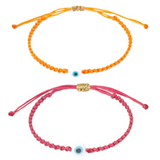 Neon Evil Eye Braided Bead Bracelet Bundle