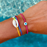 Neon Evil Eye Braided Bead Bracelet Bundle