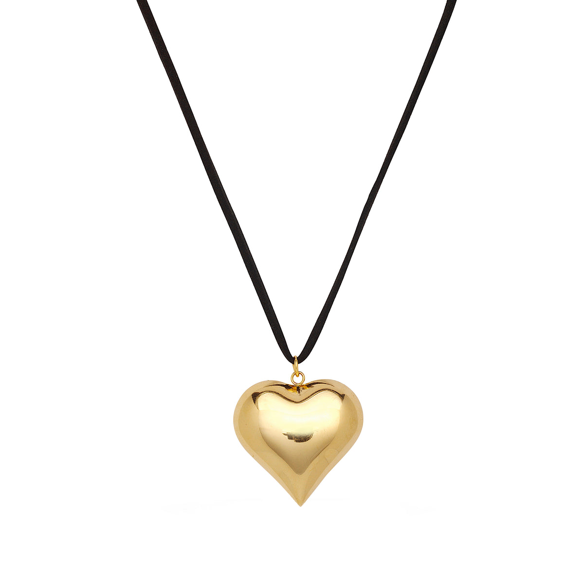 OIYA Gold Heart Suede Necklace