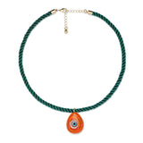 Orange Teardrop Pendant Evil Eye Necklace