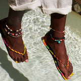 Monochrome Braided Cowrie Shell Anklet - OIYA