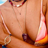Gemstone Heart Leather Necklace