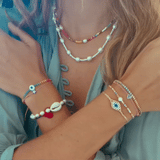 Twisted Duo Color Evil Eye Bracelet - OIYA