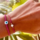 Pink Beaded Pearl Bracelet