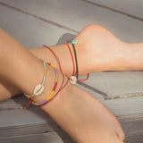 Mae Turquoise Gem Braided Anklet