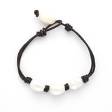 Triple Freshwater Baroque White Pearl Bracelet - OIYA