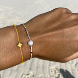 Gold Cross Hematite Charm Bracelet - OIYA