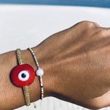 Red Ceramic Evil Eye Bracelet - OIYA