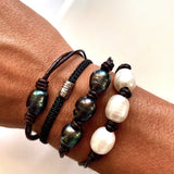 Triple Freshwater Baroque Black Pearl Bracelet - OIYA