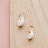 Beaded Cowrie Shell Hoops - OIYA