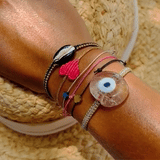Gold Cross Hematite Charm Bracelet - OIYA