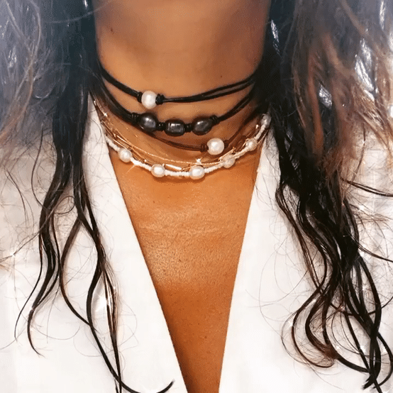Freshwater Baroque Pearl Leather Choker