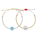 Metallic Clear Murano Evil Eye Bracelet - OIYA