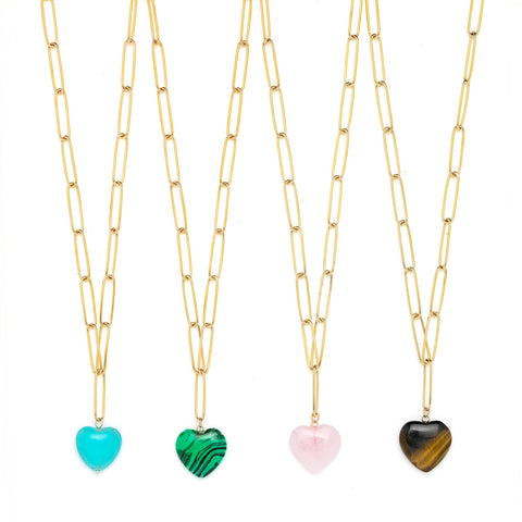 Kendall Gemstone Heart Chain Necklace