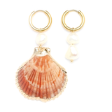 Mixed Seashell & Pearl Hoop Earrings