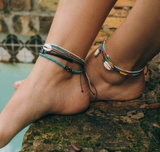 Rainbow Threaded Evil Eye Anklet - OIYA