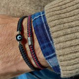 Sterling Silver Ceramic Evil Eye Bracelet - OIYA