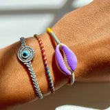 Silver Circular Evil Eye Bracelet - OIYA