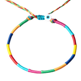Rainbow Threaded Evil Eye Anklet - OIYA
