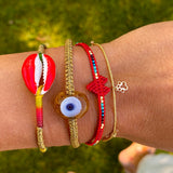 Mini Caramel Glass Evil Eye Bracelet - OIYA