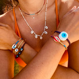 Mini Caramel Glass Evil Eye Bracelet - OIYA