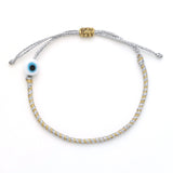 Gold Twisted Duo Color Evil Eye Bracelet - OIYA