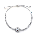 Silver Circular Evil Eye Bracelet - OIYA