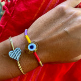 Mini Colorful Caramel Glass Evil Eye Bracelet - OIYA