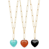 Stellar Gemstone Heart Chain Necklace