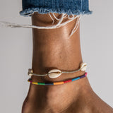 Rainbow Threaded Evil Eye Anklet - OIYA