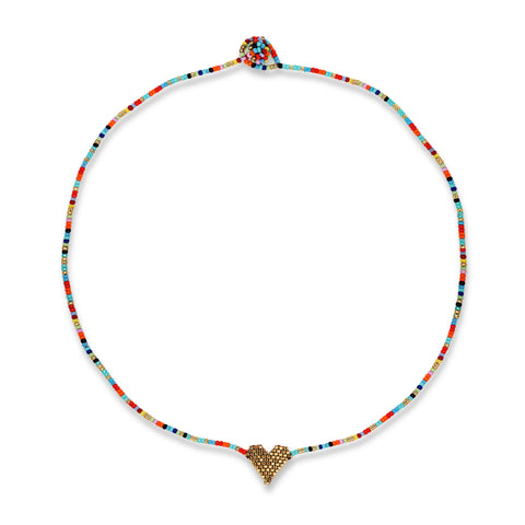 Rainbow Miyuki Heart Necklace