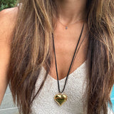 Gold Heart Suede Necklace