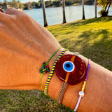 Espresso Glass Evil Eye Bracelet