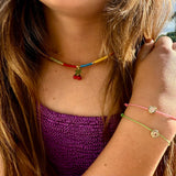 Kids Cherry Rainbow Threaded Necklace