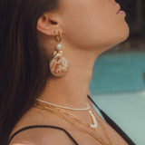 Mixed Seashell & Pearl Hoop Earrings