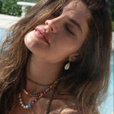Beaded Cowrie Shell Hoops - OIYA