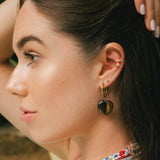Tiger Eye Heart Hoop Earrings