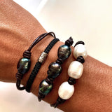 Triple Freshwater Baroque Black Pearl Bracelet - OIYA