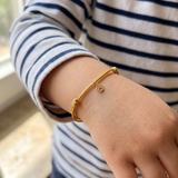 Kids Gold Dog Paw Print Charm Bracelet - OIYA