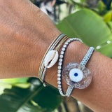 Silver Transparent Murano Evil Eye Bracelet