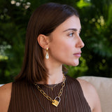 Pear CZ Gold Earrings