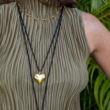 Gold Heart Suede Necklace - OIYA