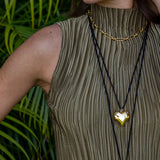 Gold Heart Suede Necklace