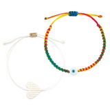 Kids Snowy Heart & Evil Eye Braided Bead Bracelet Bundle