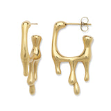 Gold Dripping Square Earrings