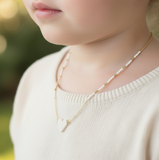 Kids White Miyuki Heart Necklace