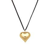 Gold Heart Suede Necklace