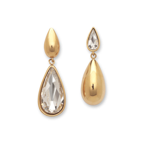 Pear CZ Gold Earrings