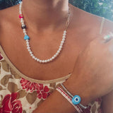 Naomi Pearl & Chain Necklace - OIYA