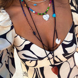 Gemstone Heart Suede Necklace